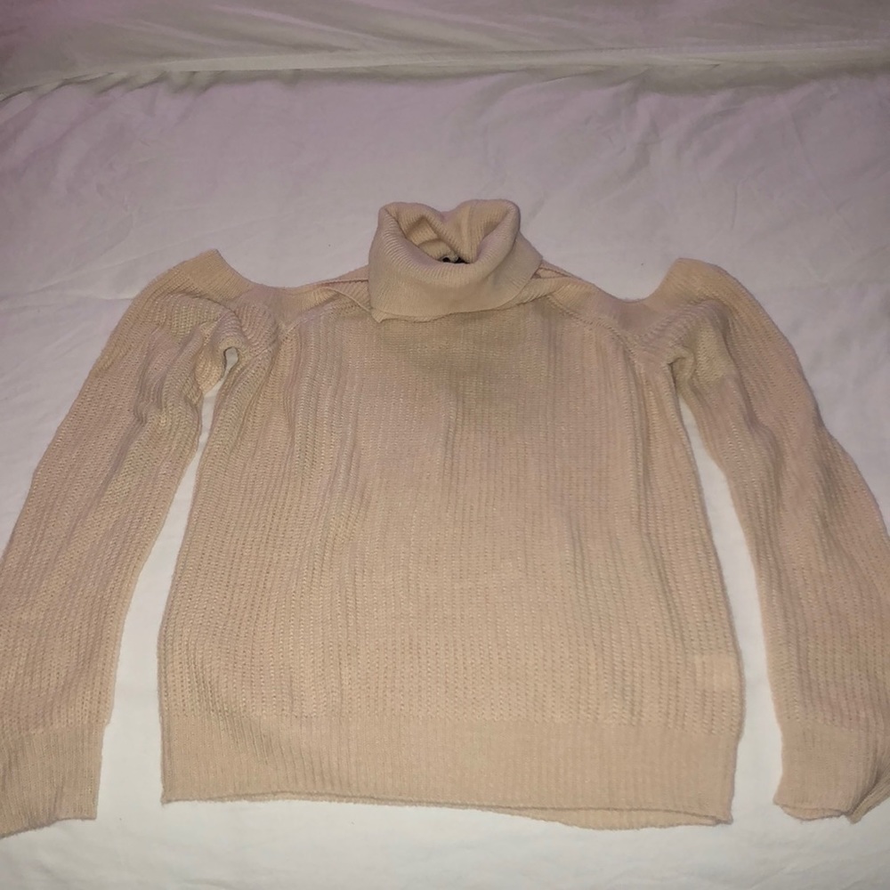 Cream turtleneck knit sweater